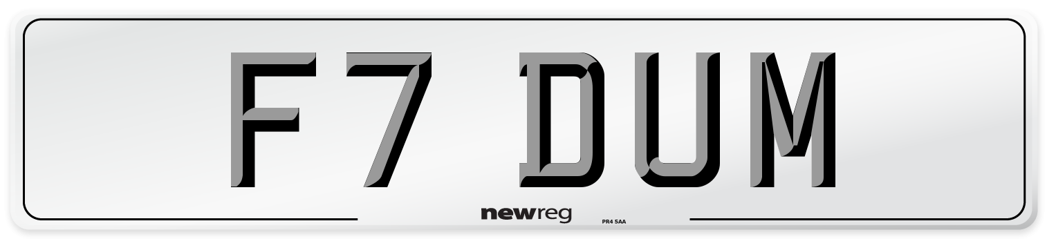 F7 DUM Number Plate from New Reg